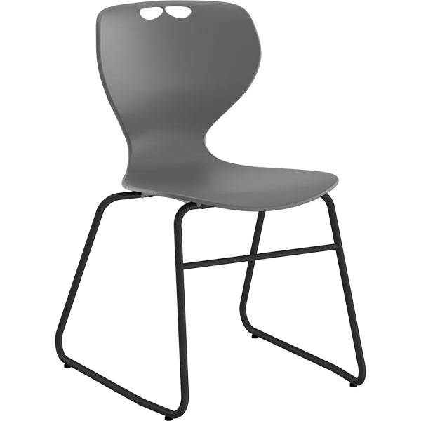 Tarris elevstol med gr&aring;t s&aelig;de og sort lukket stel