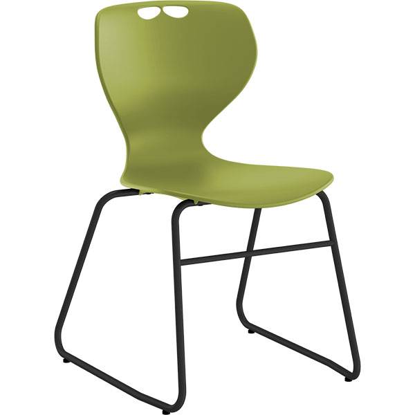 Tarris elevstol med oliven s&aelig;de og sort lukket stel