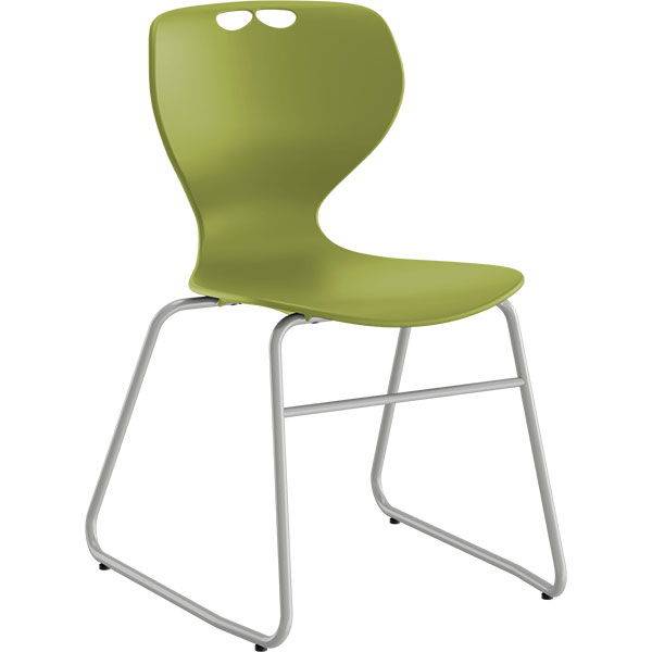 Tarris elevstol med oliven s&aelig;de og alugr&aring;t lukket stel