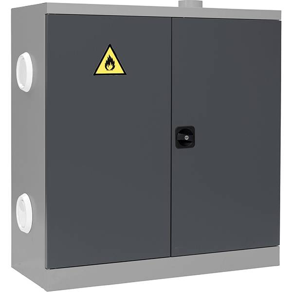 Kemikalieskab SMV med 2 hylder 1040x1000x435mm, m&oslash;rk gr&aring; d&oslash;re