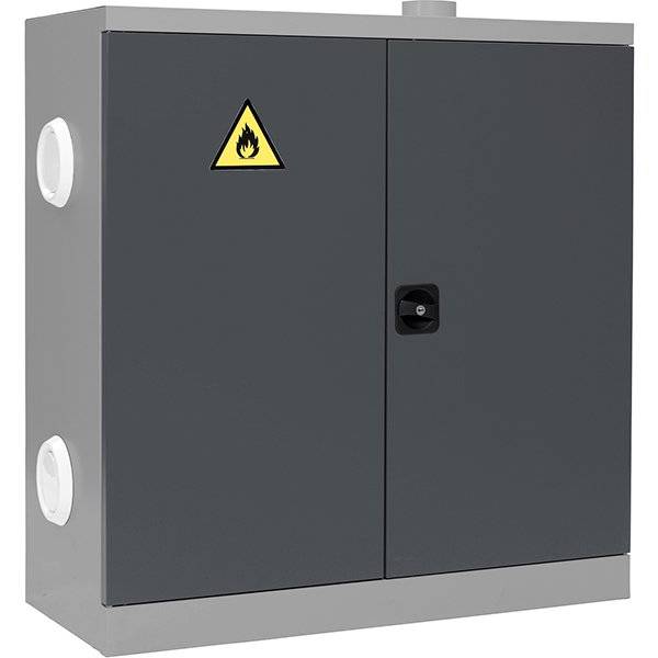 Kemikalieskab SMV med 2 hylder 1040x1000x435mm, m&oslash;rk gr&aring; d&oslash;re