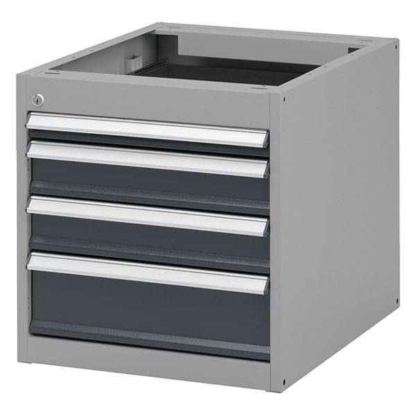 Skuffesektion GBP 540x535x665mm med 4 l&aring;sbare skuffer m&oslash;rk gr&aring;