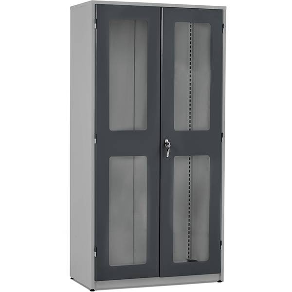 GBP v&aelig;rkt&oslash;jsskab med plexiglas og cylinderl&aring;s 2000x1020x540mm gr&aring;