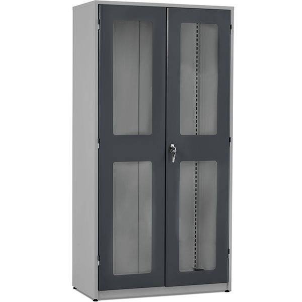 GBP v&aelig;rkt&oslash;jsskab med plexiglas og cylinderl&aring;s 2000x1020x540mm gr&aring;