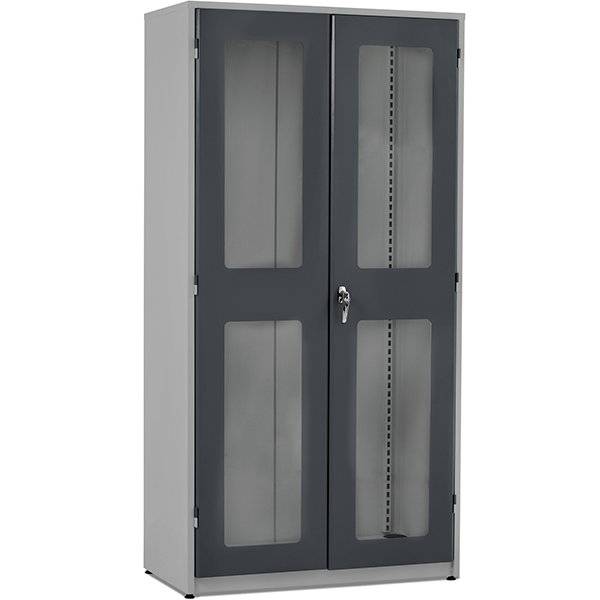 GBP v&aelig;rkt&oslash;jsskab med plexiglas og cylinderl&aring;s 2000x1020x540mm gr&aring;