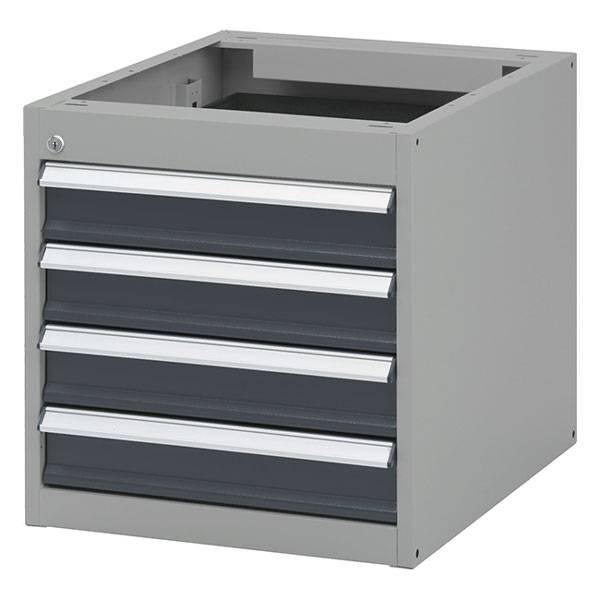 Skuffesektion GBP 540x535x665mm med 4 låsbare skuffer grå