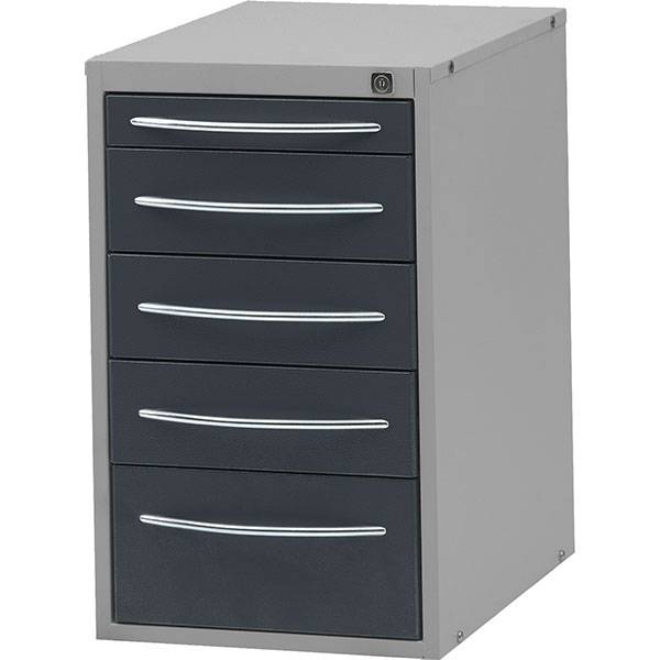 Skuffesektion GBP 600x375x485mm fritst&aring;ende med 5 l&aring;sbare skuffer