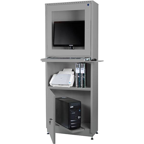 Computerskab helsvejst dataskab 1673x642x295mm lys gr&aring;