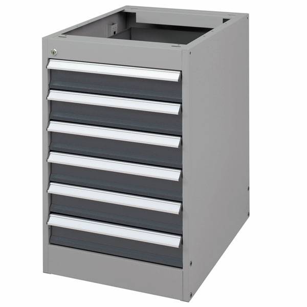 Skuffesektion GBP 800x535x665mm med 6 l&aring;sbare skuffer gr&aring;