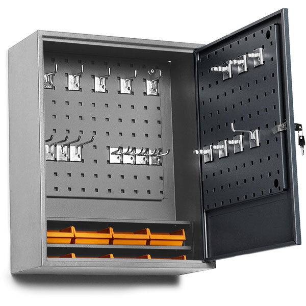 BoxIT v&aelig;rkt&oslash;jsskab med indretning 580x470x205mm gr&aring;