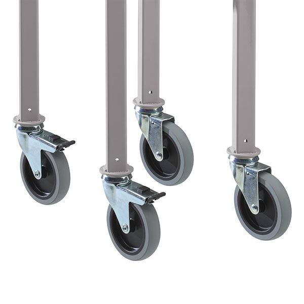 Hjuls&aelig;t til H-stel arbejdsbord, s&aelig;t med 4 hjul 2 stk l&aring;sbar