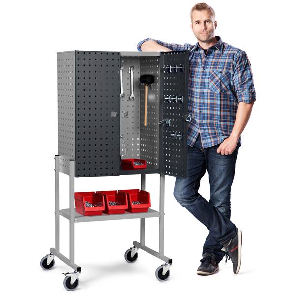 V&aelig;rkt&oslash;jsvogn Ergonomics med hjul 1490x600x400mm gr&aring;