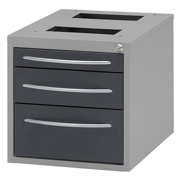 Skuffesektion GBP 380x375x485mm med 3 l&aring;sbare skuffer gr&aring;