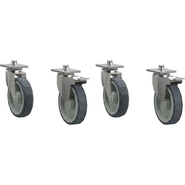 Hjuls&aelig;t til benbukke, fileb&aelig;nk og industribord, s&aelig;t a 4 stk