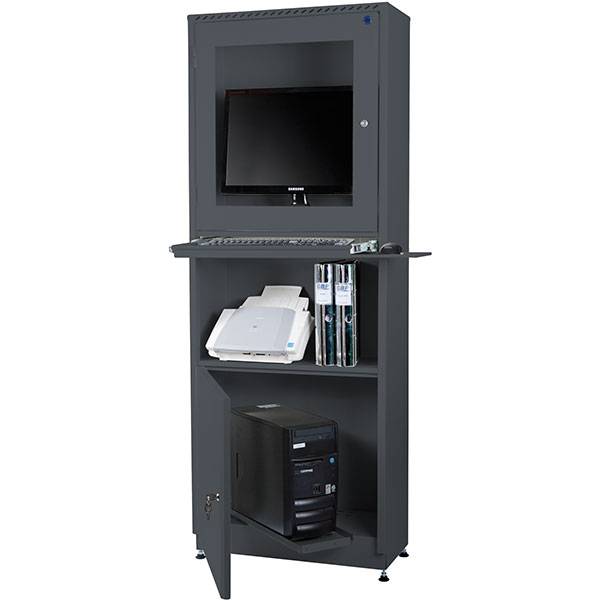 Computerskab helsvejst dataskab 1673x642x295mm m&oslash;rk gr&aring;