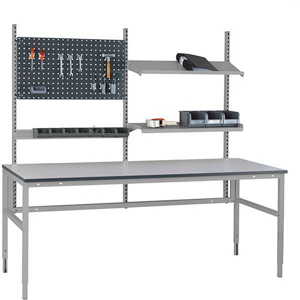 Arbejdsbord model 4 med gr&aring; laminat bordplade 2500x800mm