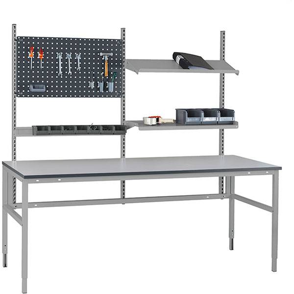 Arbejdsbord model 4 med gr&aring; laminat bordplade 2500x800mm