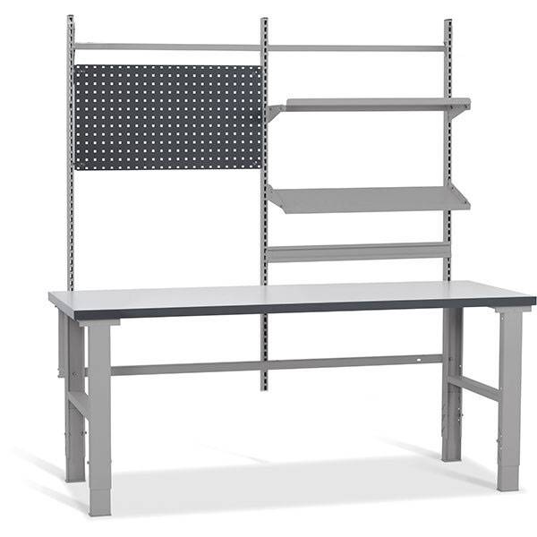 Fileb&aelig;nk model 1 med gr&aring; laminat bordplade 2500x800mm