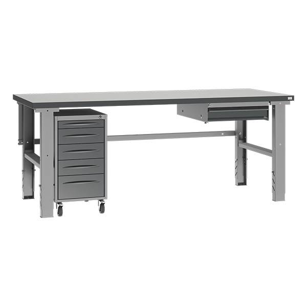 Fileb&aelig;nk model 4 med 1 skuffe og skuffesektion 2000x800mm