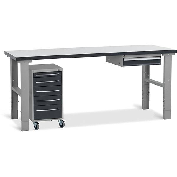 Fileb&aelig;nk model 4 med 1 skuffe og skuffesektion 2000x800mm