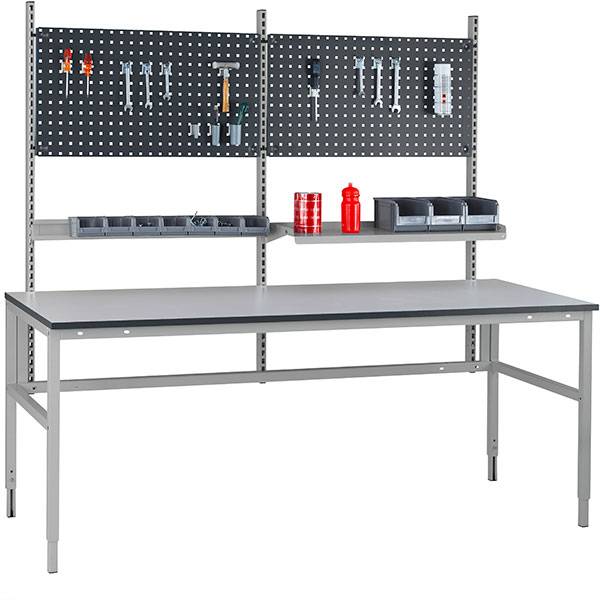 Arbejdsbord model 3 med gr&aring; laminat bordplade 2500x800mm