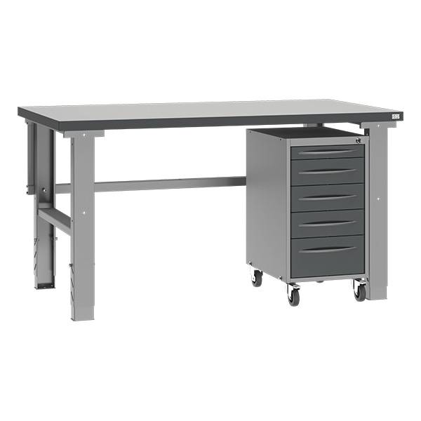 Fileb&aelig;nk model 3 med skuffesektion p&aring; hjul 1500x800mm