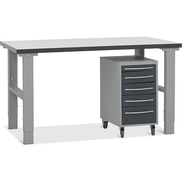 Fileb&aelig;nk model 3 med skuffesektion p&aring; hjul 1500x800mm