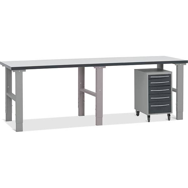 Fileb&aelig;nk model 3 med skuffesektion p&aring; hjul 2500x800mm