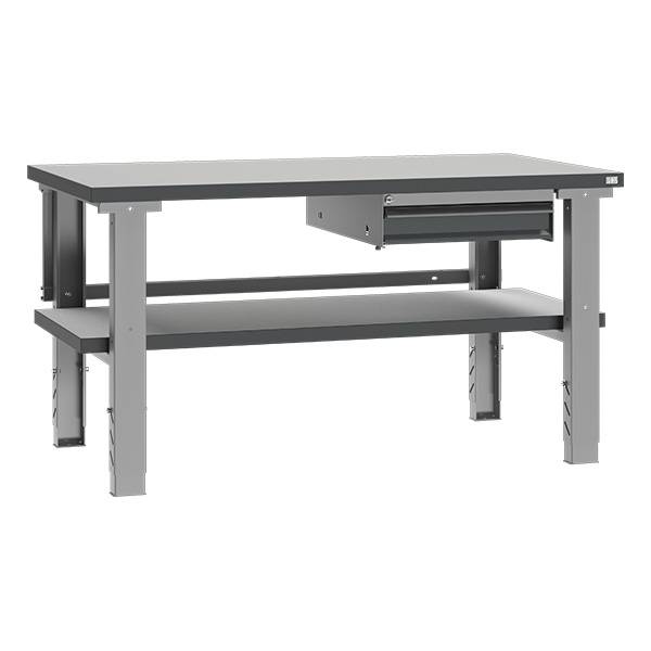 Fileb&aelig;nk med HPL bordplade, skuffe og underhylde 1500x800mm