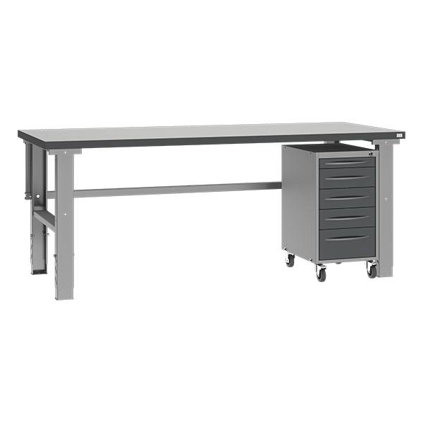 Fileb&aelig;nk model 3 med skuffesektion p&aring; hjul 2000x800mm