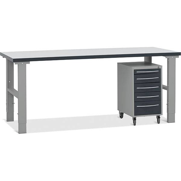 Fileb&aelig;nk model 3 med skuffesektion p&aring; hjul 2000x800mm