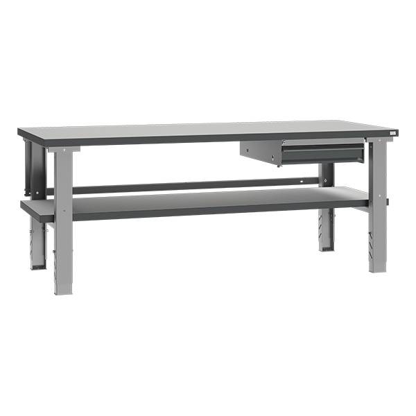 Fileb&aelig;nk med HPL bordplade, skuffe og underhylde 2000x800mm