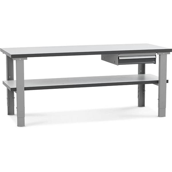 Fileb&aelig;nk med HPL bordplade, skuffe og underhylde 2000x800mm