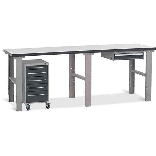 Fileb&aelig;nk model 4 med 1 skuffe og skuffesektion 2500x800mm