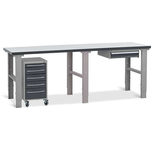 Fileb&aelig;nk model 4 med 1 skuffe og skuffesektion 2500x800mm