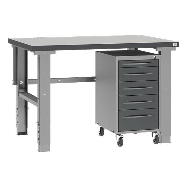 Fileb&aelig;nk model 3 med skuffesektion p&aring; hjul 1200x800mm