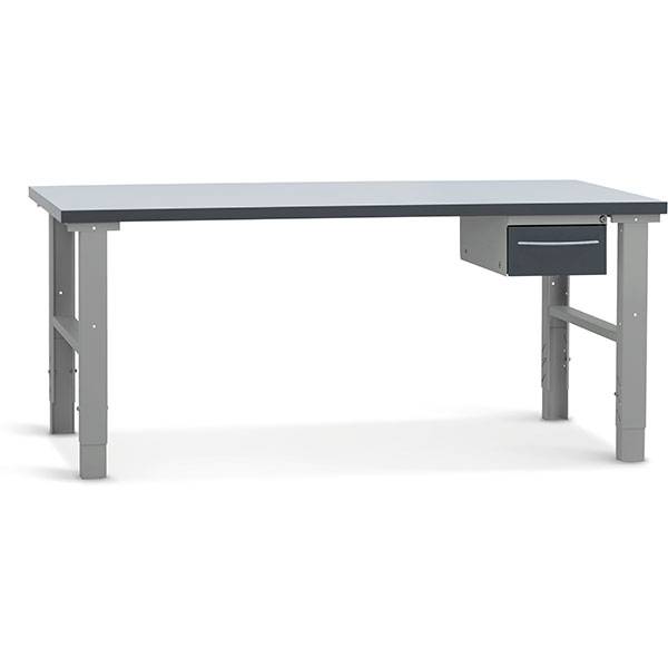 Fileb&aelig;nk med gr&aring; laminat bordplade med 1 skuffe 2000x800mm