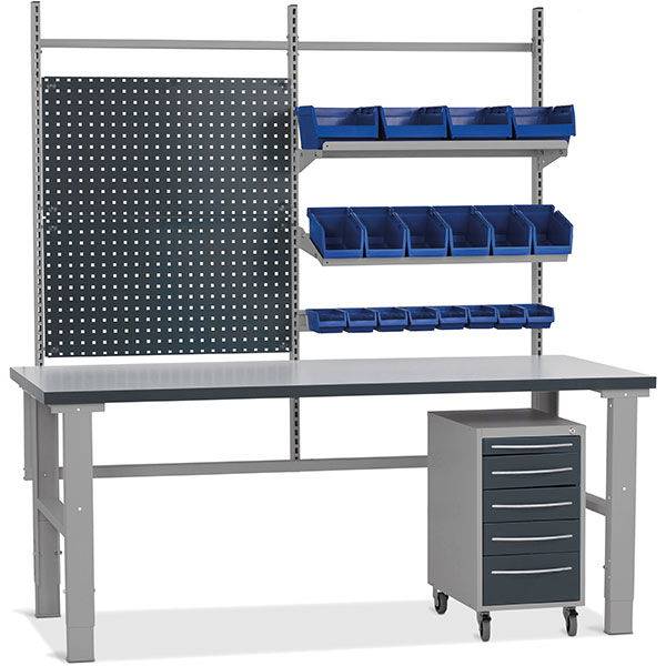 Fileb&aelig;nk model 2 med skuffesektion p&aring; hjul 1500x800mm