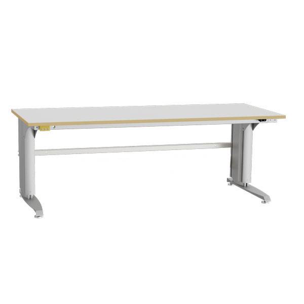 ESD-arbejdsbord type 400 med gr&aring; linoleum m&aring;tte 2000x800mm