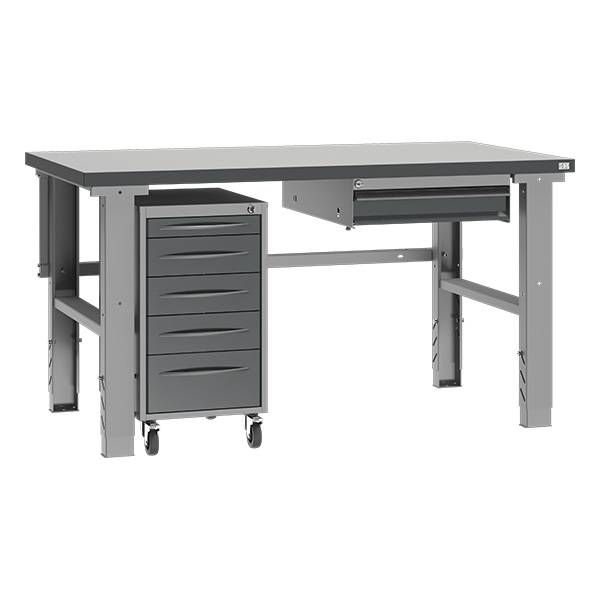 Fileb&aelig;nk model 4 med 1 skuffe og skuffesektion 1500x800mm