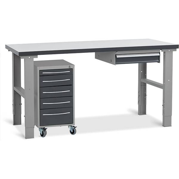 Fileb&aelig;nk model 4 med 1 skuffe og skuffesektion 1500x800mm