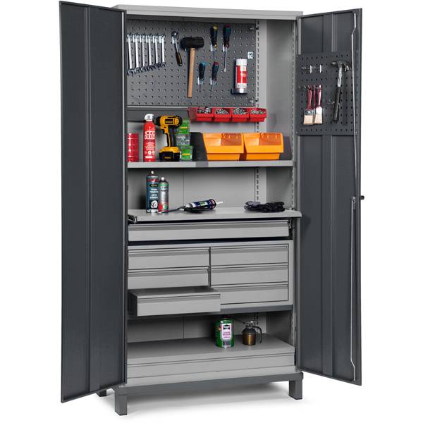 GBP v&aelig;rkt&oslash;jsskab 2000x1020x540mm med indretning gr&aring;