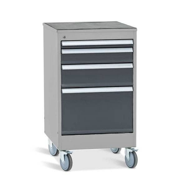 Skuffesektion GBP 800x565x660 med 4 l&aring;sbare skuffer p&aring; hjul