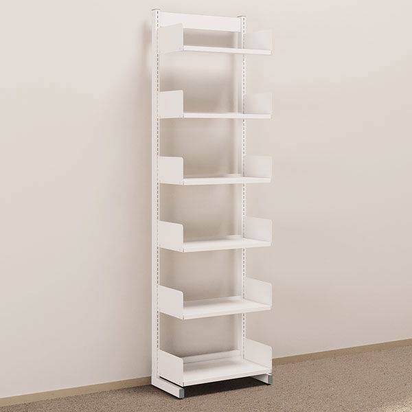 Kontorreol i st&aring;l til gulv 2200x600x300mm hvid