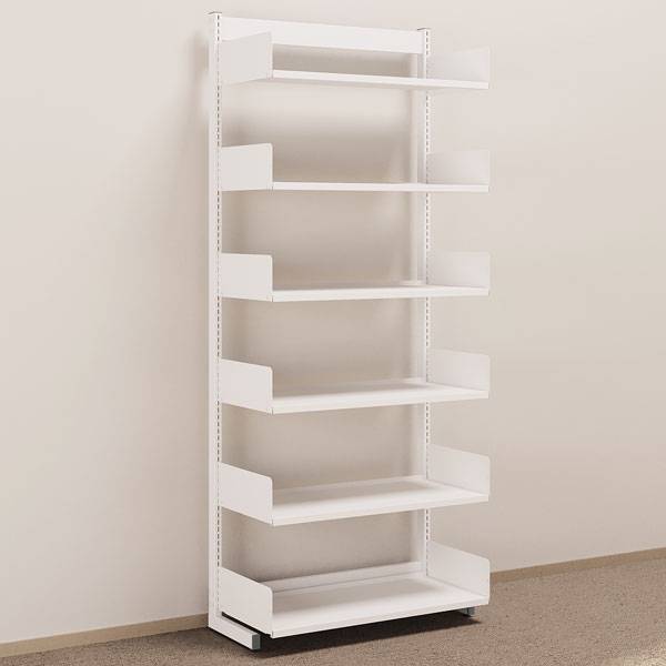 Kontorreol i st&aring;l til gulv 2200x900x400mm hvid