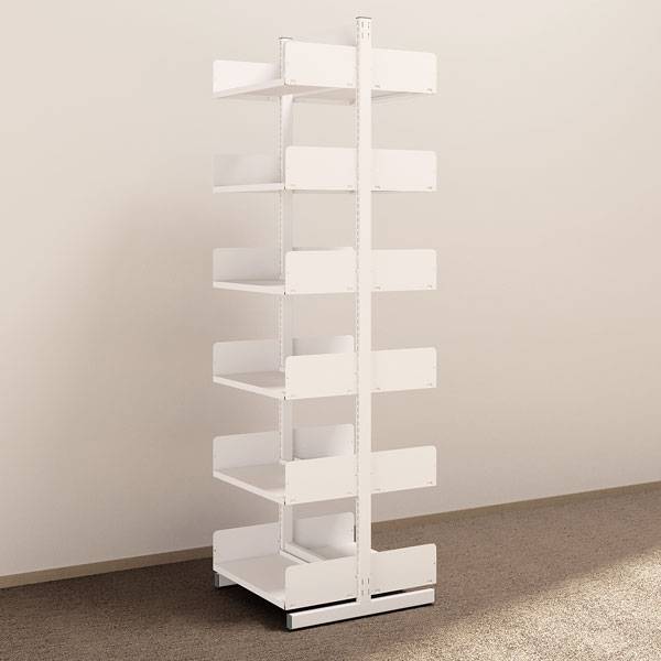 Kontorreol i st&aring;l til gulv 2200x600x300mm hvid tosidig grundsektion