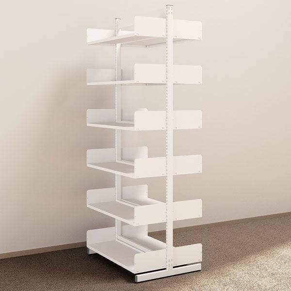 Kontorreol i st&aring;l til gulv 2200x900x300mm hvid tosidig grundsektion