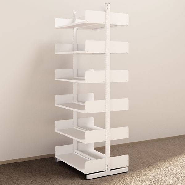 Kontorreol i st&aring;l til gulv 2200x900x300mm hvid tosidig grundsektion