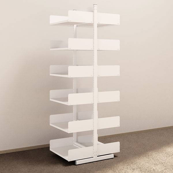 Kontorreol i st&aring;l til gulv 2200x600x400mm hvid tosidig grundsektion