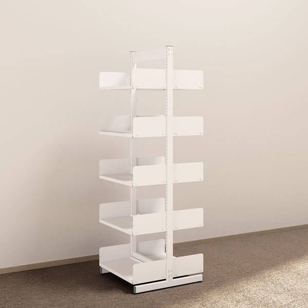 Kontorreol i stål til gulv 1900x600x300mm hvid tosidig grundsektion